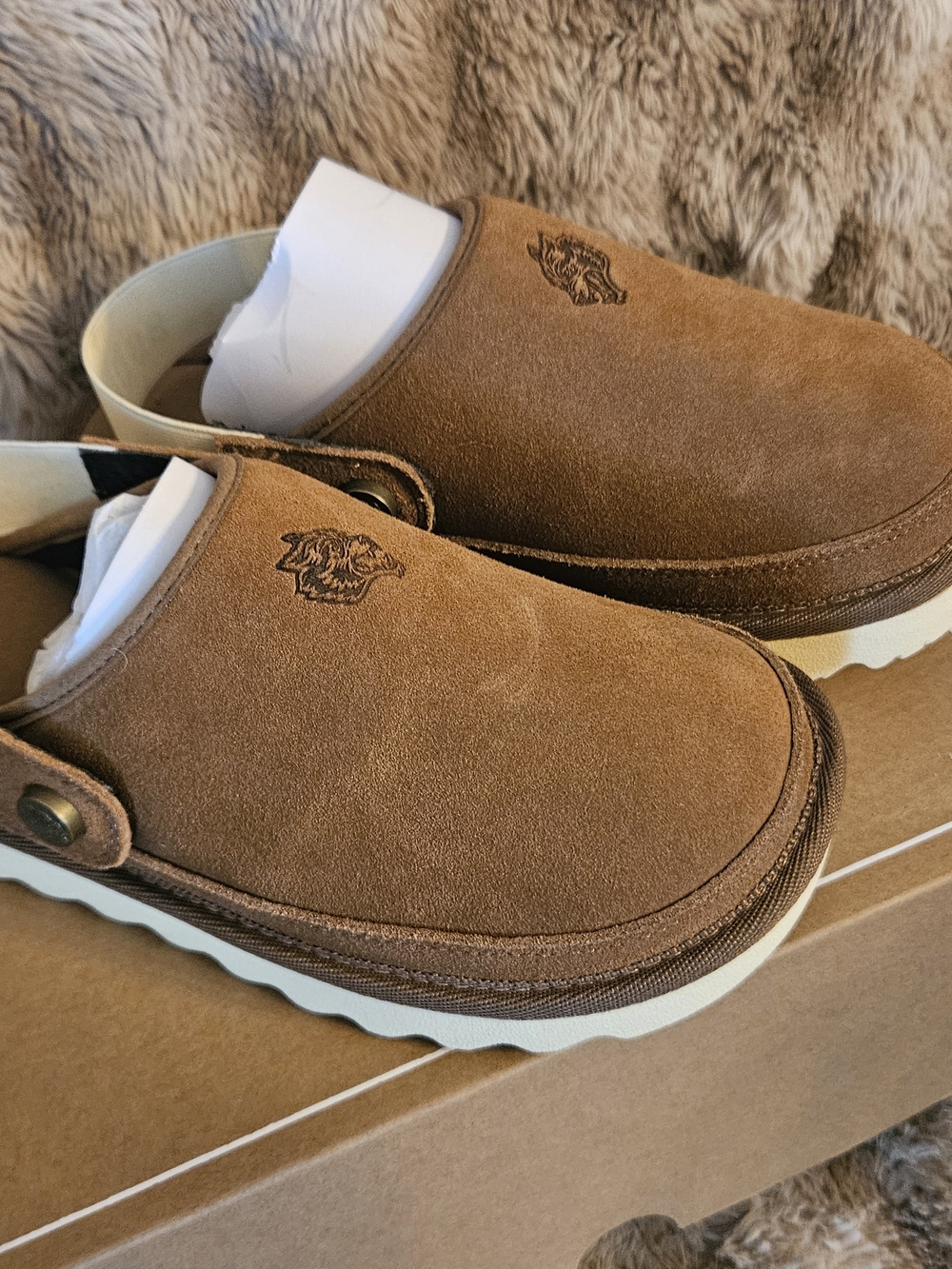 Darc Sport Brown Suede Slip-On Clogs with Back Strap